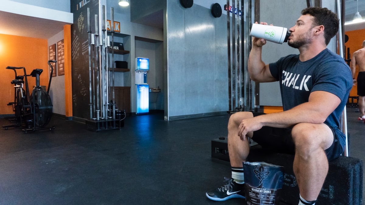 Athlete with protein meal